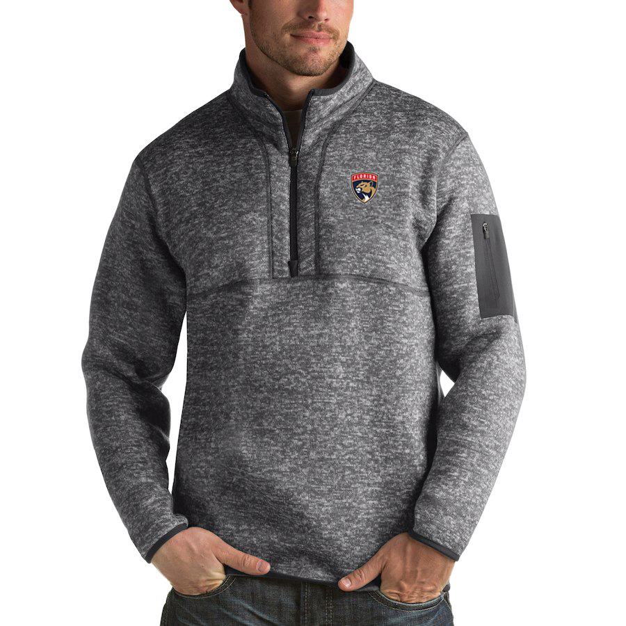 Florida Panthers Antigua Fortune Quarter-Zip Pullover Jacket Black