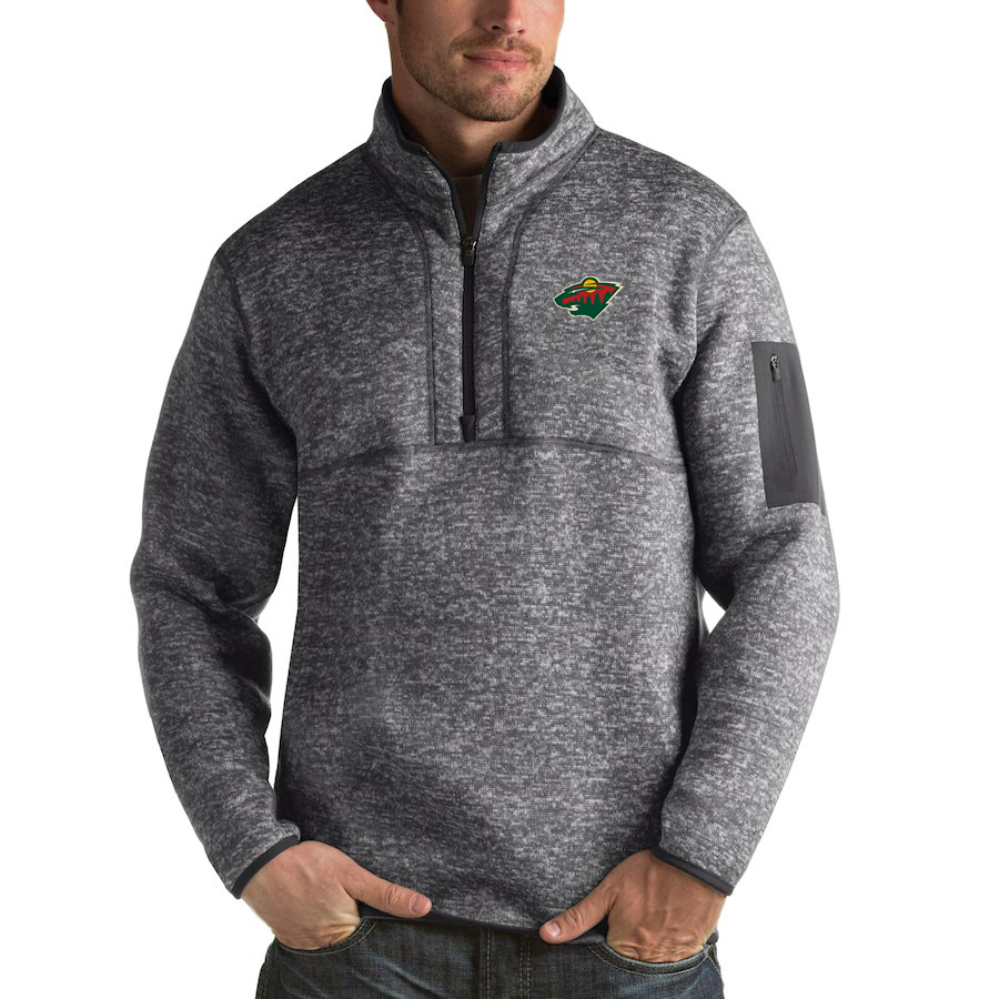 Minnesota Wild Antigua Fortune Quarter-Zip Pullover Jacket Black