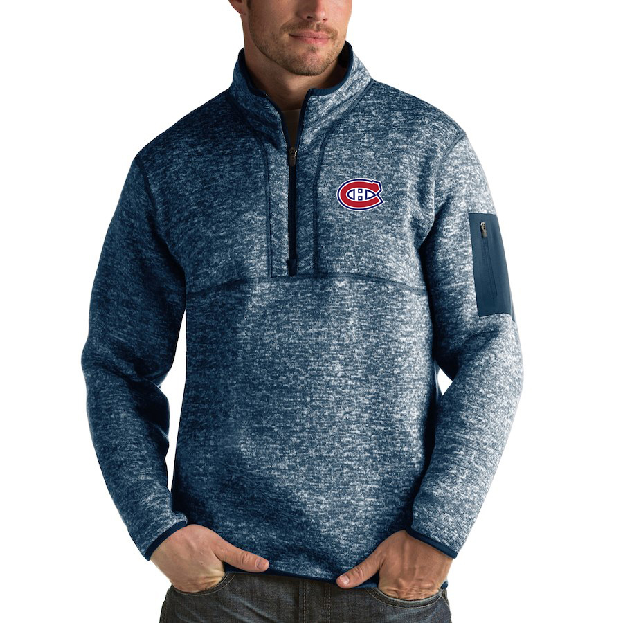 Montreal Canadiens Antigua Fortune Quarter-Zip Pullover Jacket Royal