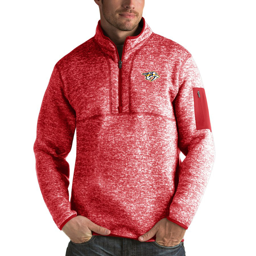 Nashville Predators Antigua Fortune Quarter-Zip Pullover Jacket Red