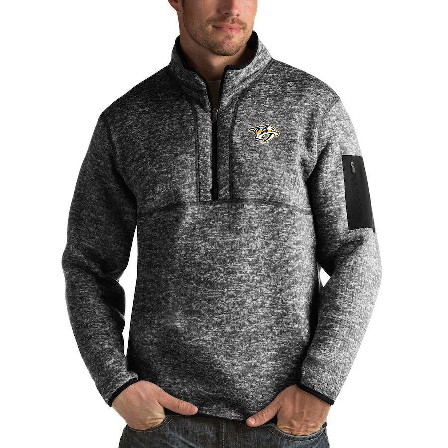 Nashville Predators Antigua Fortune Quarter-Zip Pullover Jacket Charcoal