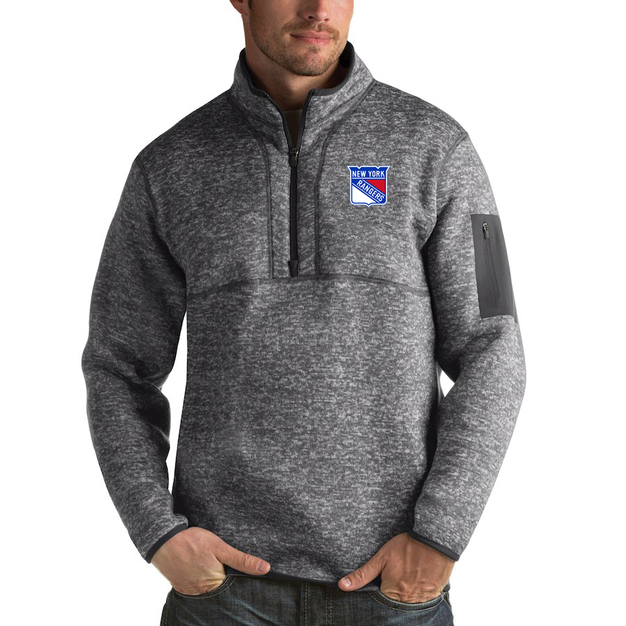 New York Rangers Antigua Fortune Quarter-Zip Pullover Jacket Black