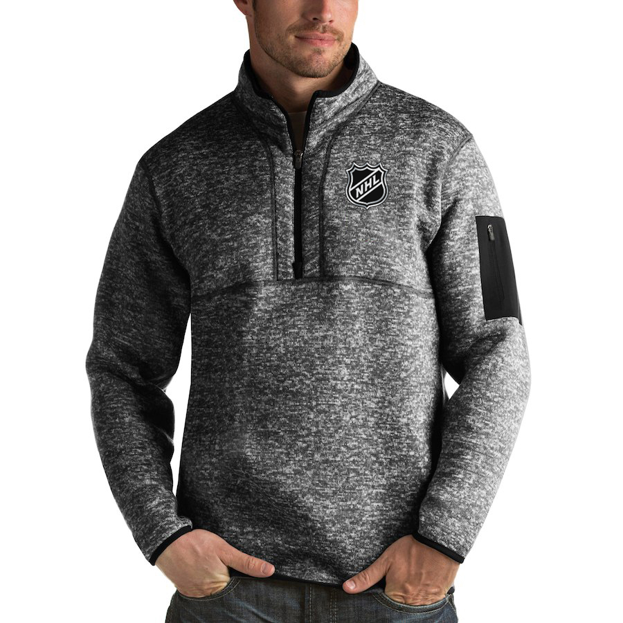 NHL Antigua Fortune Quarter-Zip Pullover Jacket Charcoal