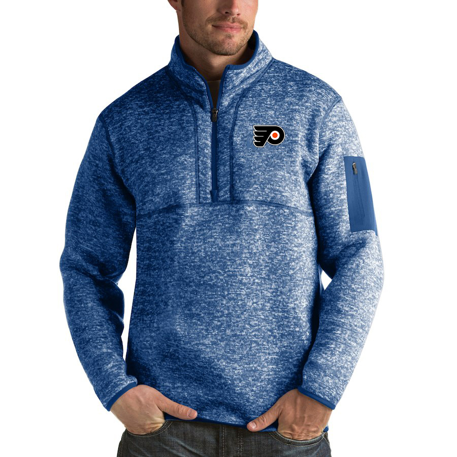 Philadelphia Flyers Antigua Fortune Quarter-Zip Pullover Jacket Blue