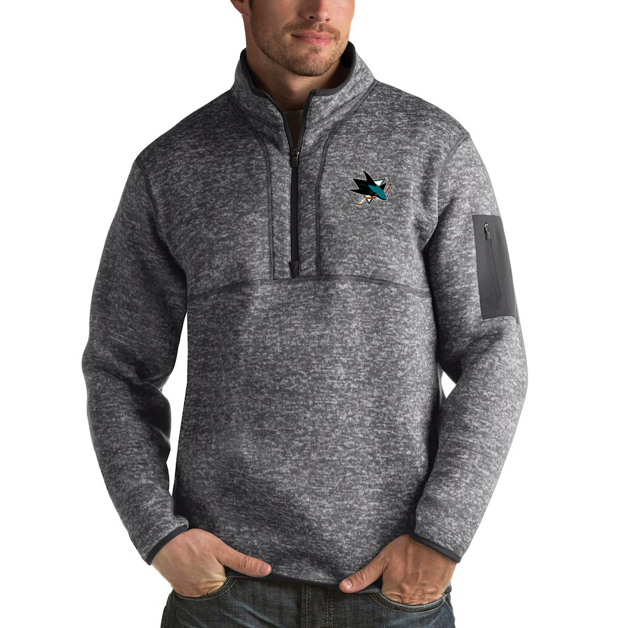 San Jose Sharks Antigua Fortune Quarter-Zip Pullover Jacket Black