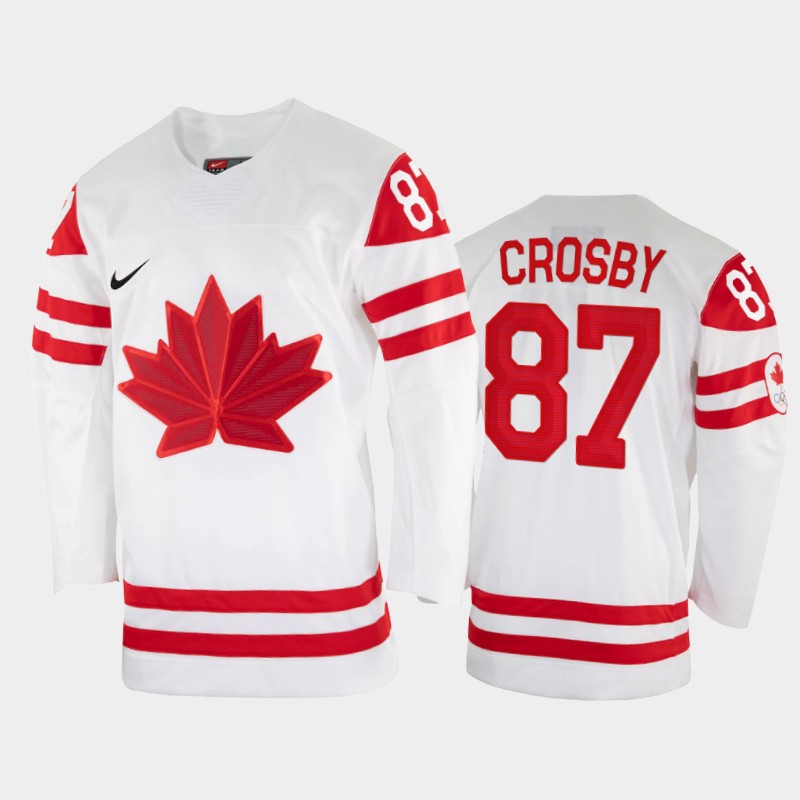 Canada Hockey #87 Sidney Crosby Men's Nike Beijing 2022 Winter Olympics Home Jersey - White