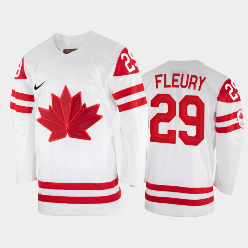 Canada Hockey #29 Marc-Andre Fleury Men's Nike Beijing 2022 Winter Olympics Home Jersey - White