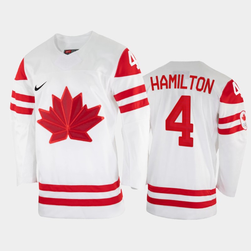 Canada Hockey #4 Dougie Hamilton Men's Nike Beijing 2022 Winter Olympics Home Jersey - White