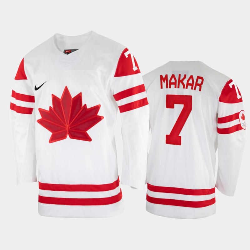 Canada Hockey #7 Cale Makar Men's Nike Beijing 2022 Winter Olympics Home Jersey - White