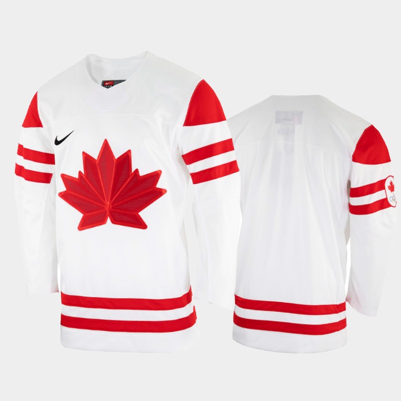 Canada Hockey Blank Men's Nike Beijing 2022 Winter Olympics Home Jersey - White