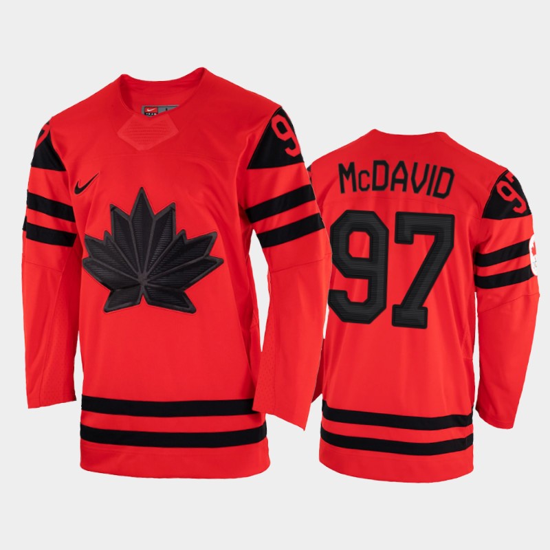 Canada Hockey #97 Connor McDavid Men's Nike Beijing 2022 Winter Olympics Away Jersey - Red