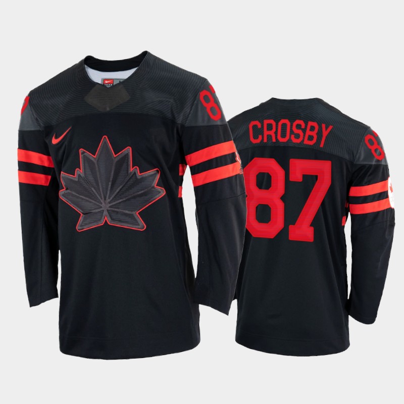 Canada Hockey #87 Sidney Crosby Men's Nike Beijing 2022 Winter Olympics Alternate Jersey - Black