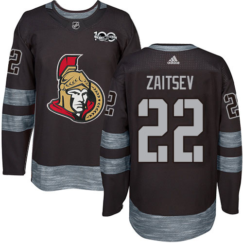 Adidas Senators #22 Nikita Zaitsev Black 1917-2017 100th Anniversary Stitched NHL Jersey