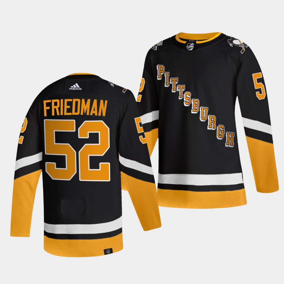 Adidas Penguins #52 Mark Friedman Men's 2021-22 Alternate Authentic NHL Jersey - Black