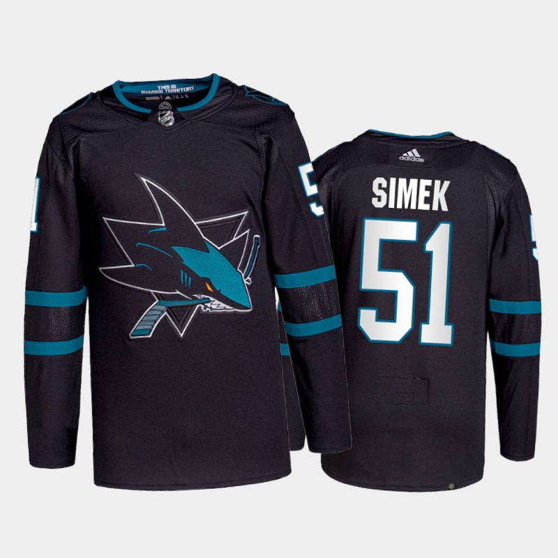 Adidas Sharks #51 Radim Simek Men's 2021-22 Alternate Authentic NHL Jersey - Black