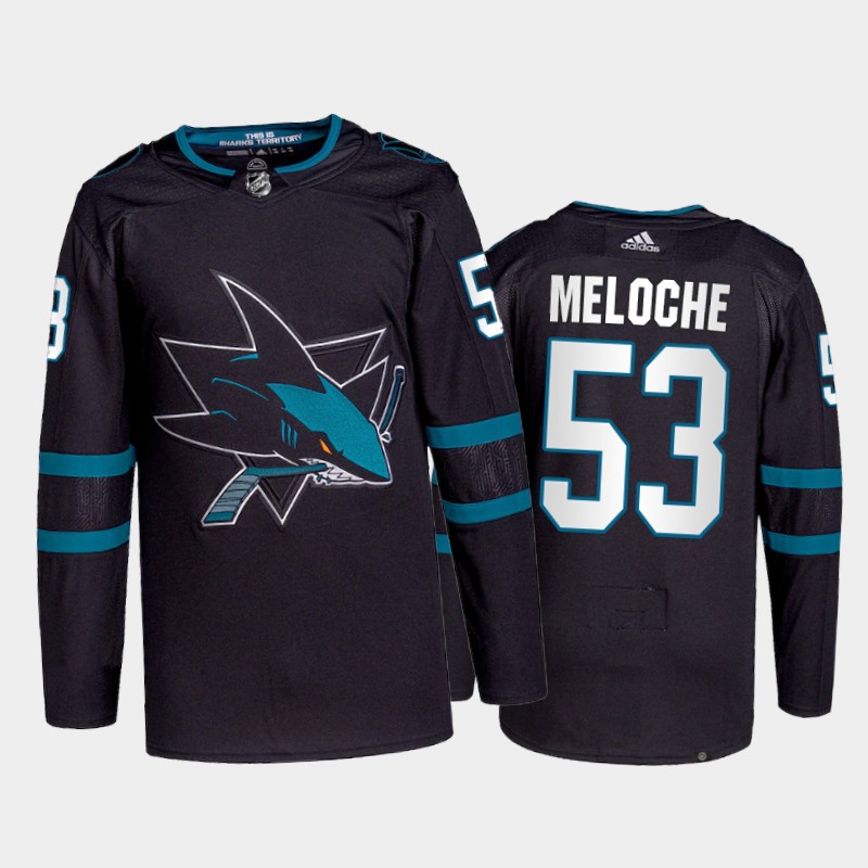 Adidas Sharks #53 Nicolas Meloche Men's 2021-22 Alternate Authentic NHL Jersey - Black