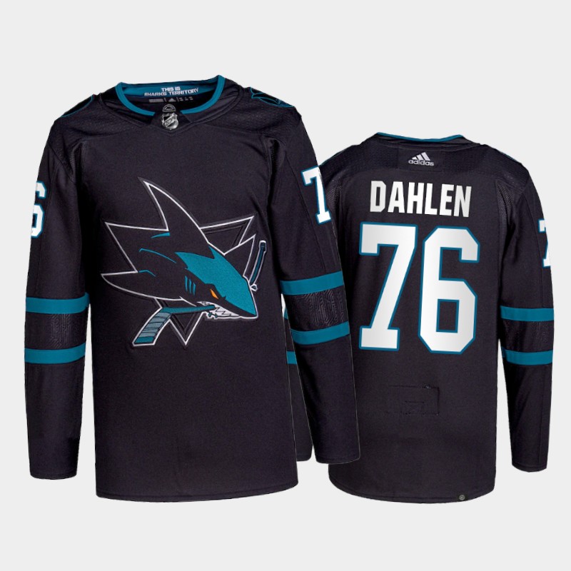 Adidas Sharks #76 Jonathan Dahlen Men's 2021-22 Alternate Authentic NHL Jersey - Black