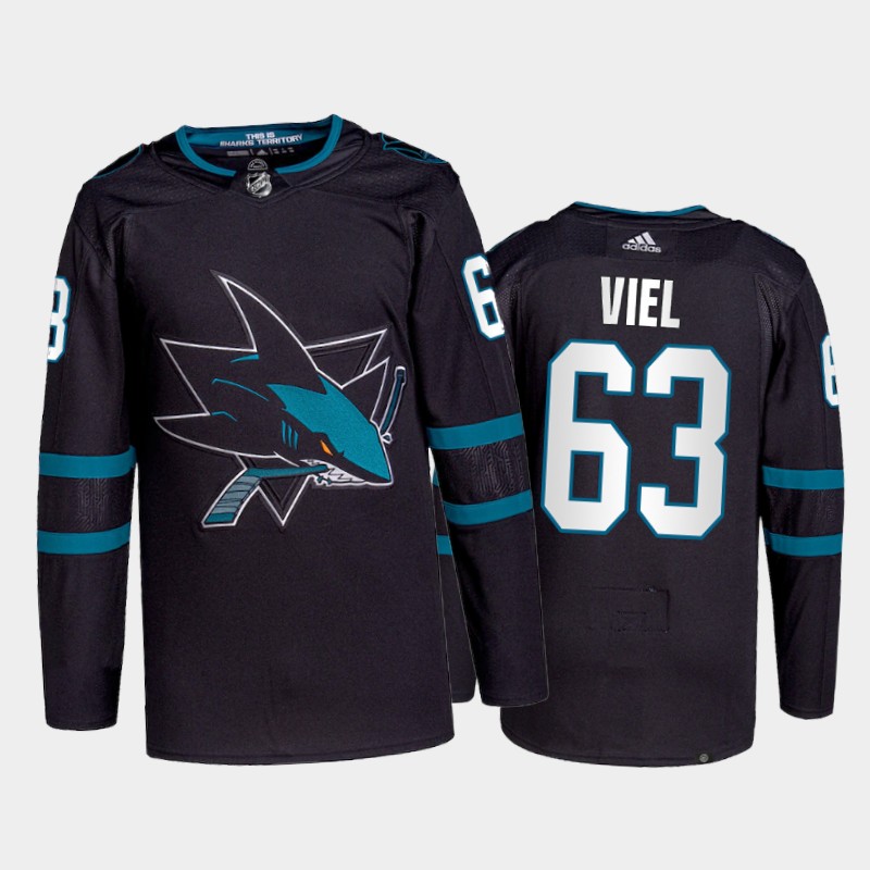 Adidas Sharks #63 Jeffrey Viel Men's 2021-22 Alternate Authentic NHL Jersey - Black