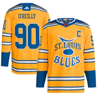 St.Louis Blues #90 Ryan O'Reilly Men's adidas Reverse Retro 2.0 Authentic Player Jersey - Yellow