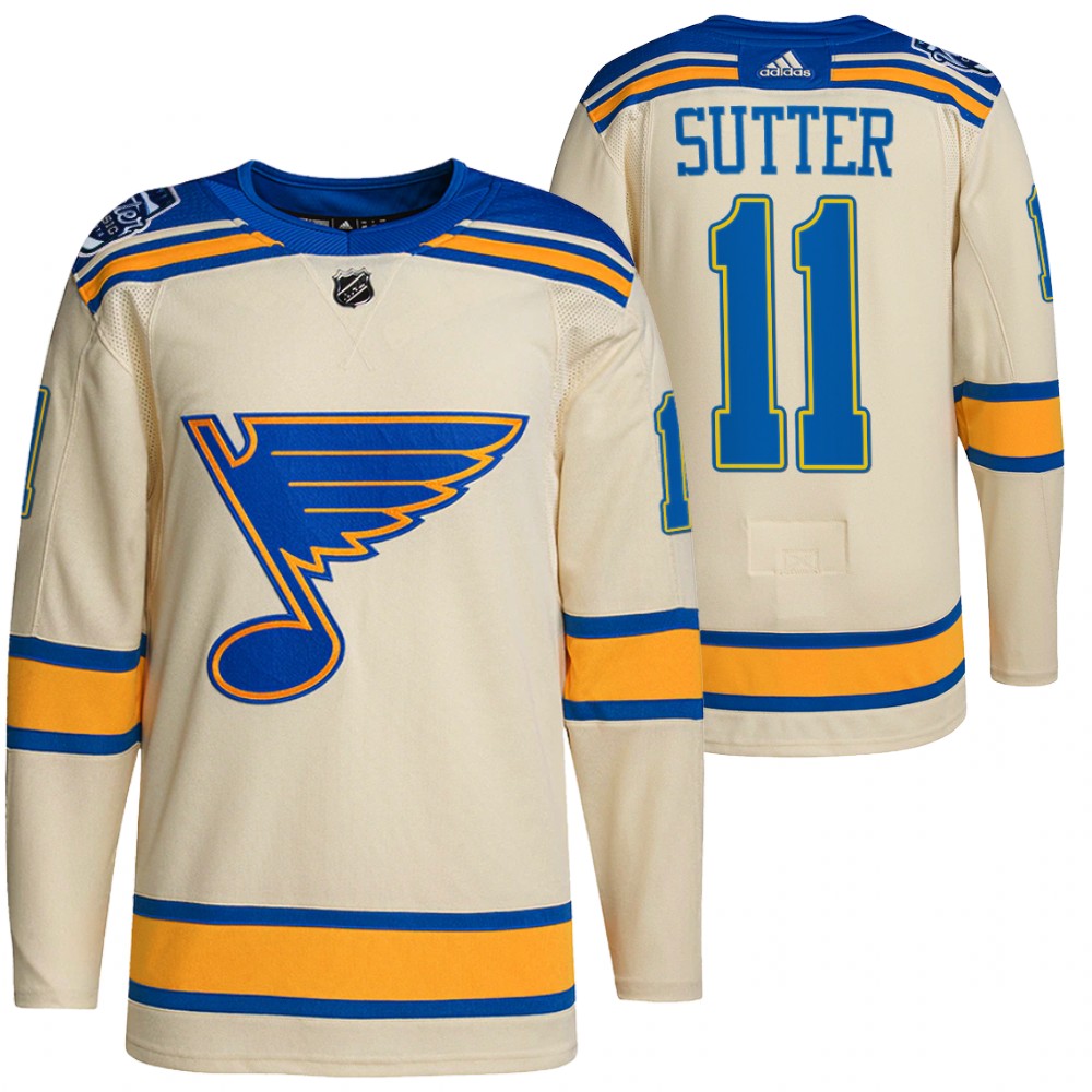 St. Louis Blues #11 Brian Sutter Men's Adidas 2022 Winter Classic NHL Authentic Jersey Cream