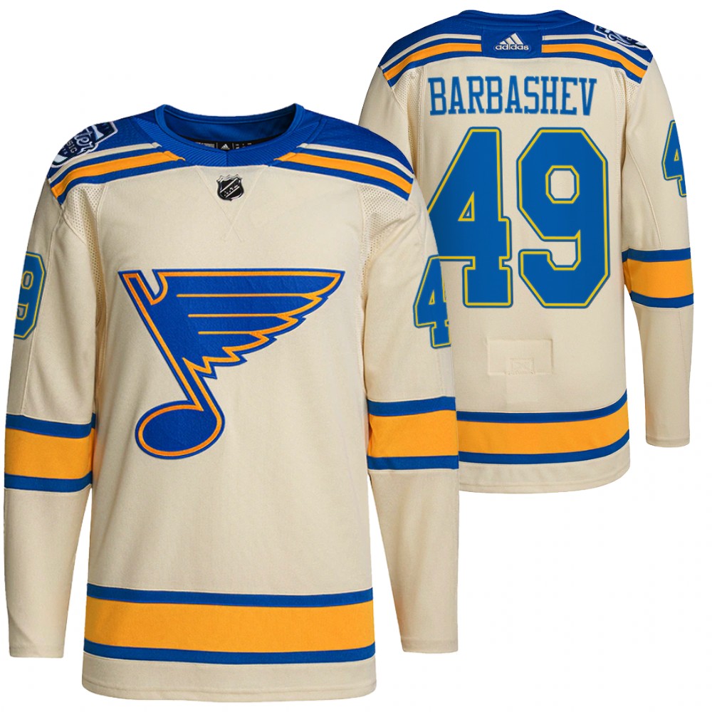 St. Louis Blues #49 Ivan Barbashev Men's Adidas 2022 Winter Classic NHL Authentic Jersey Cream