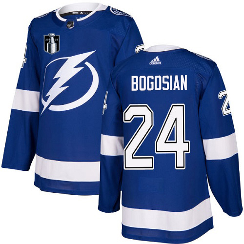 Adidas Lightning #24 Zach Bogosian Blue 2022 Stanley Cup Final Patch Home Authentic Stitched NHL Jersey