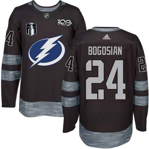 Adidas Lightning #24 Zach Bogosian Black 2022 Stanley Cup Final Patch 100th Anniversary Stitched NHL Jersey