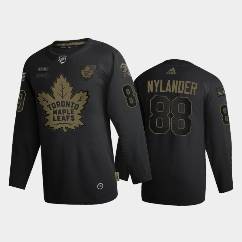 Toronto Maple Leafs #88 William Nylander Men's Adidas 2020 Veterans Day Authentic NHL Jersey - Black