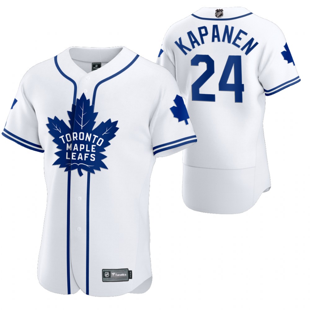 Toronto Maple Leafs #24 Kasperi Kapanen Men's 2020 NHL x MLB Crossover Edition Baseball Jersey White