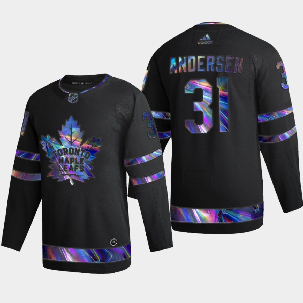 Toronto Maple Leafs #31 Frederik Andersen Men's Nike Iridescent Holographic Collection MLB Jersey - Black