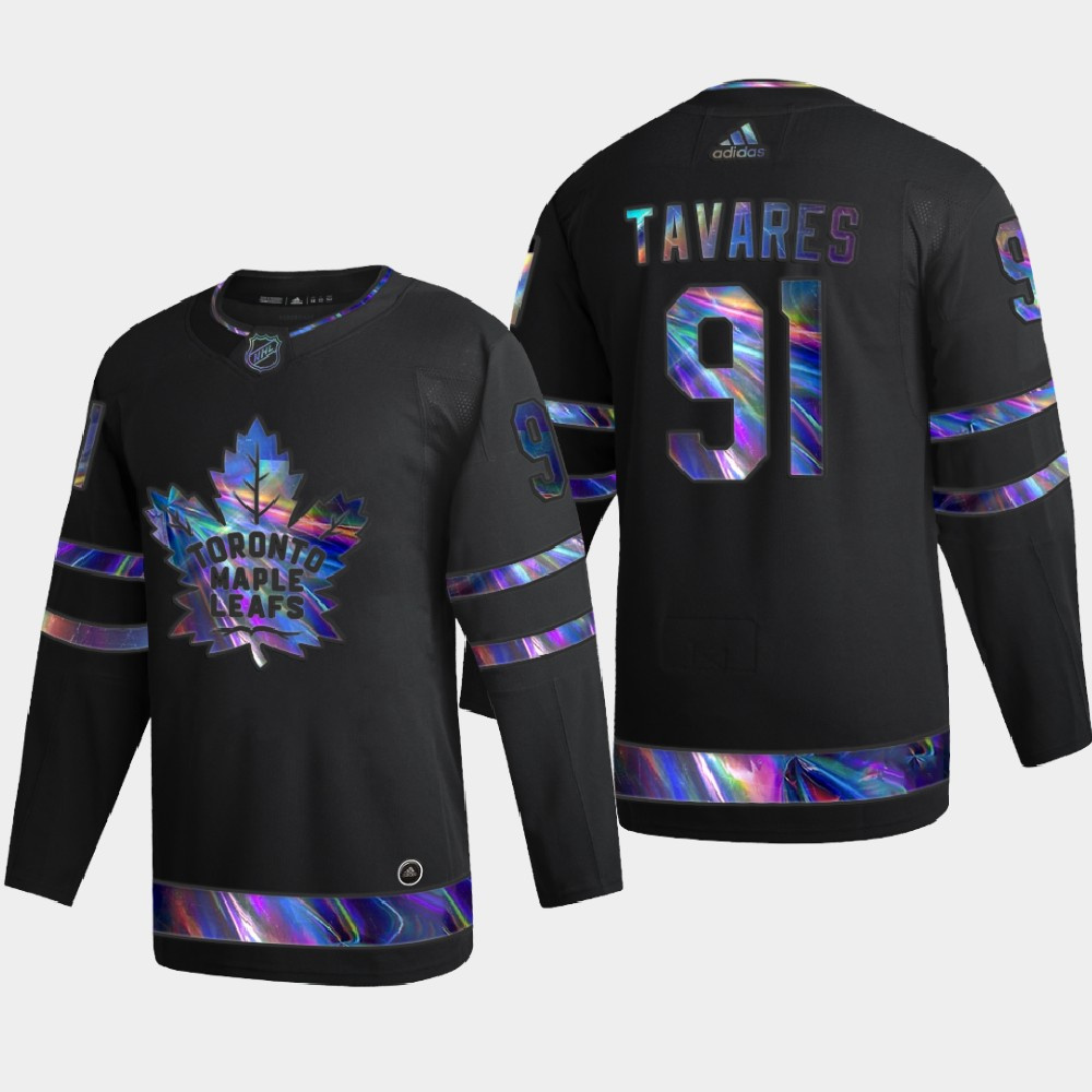 Toronto Maple Leafs #91 John Tavares Men's Nike Iridescent Holographic Collection MLB Jersey - Black