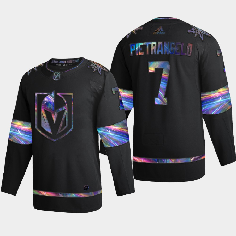 Vegas Golden Knights #7 Alex Pietrangelo Men's Nike Iridescent Holographic Collection MLB Jersey - Black