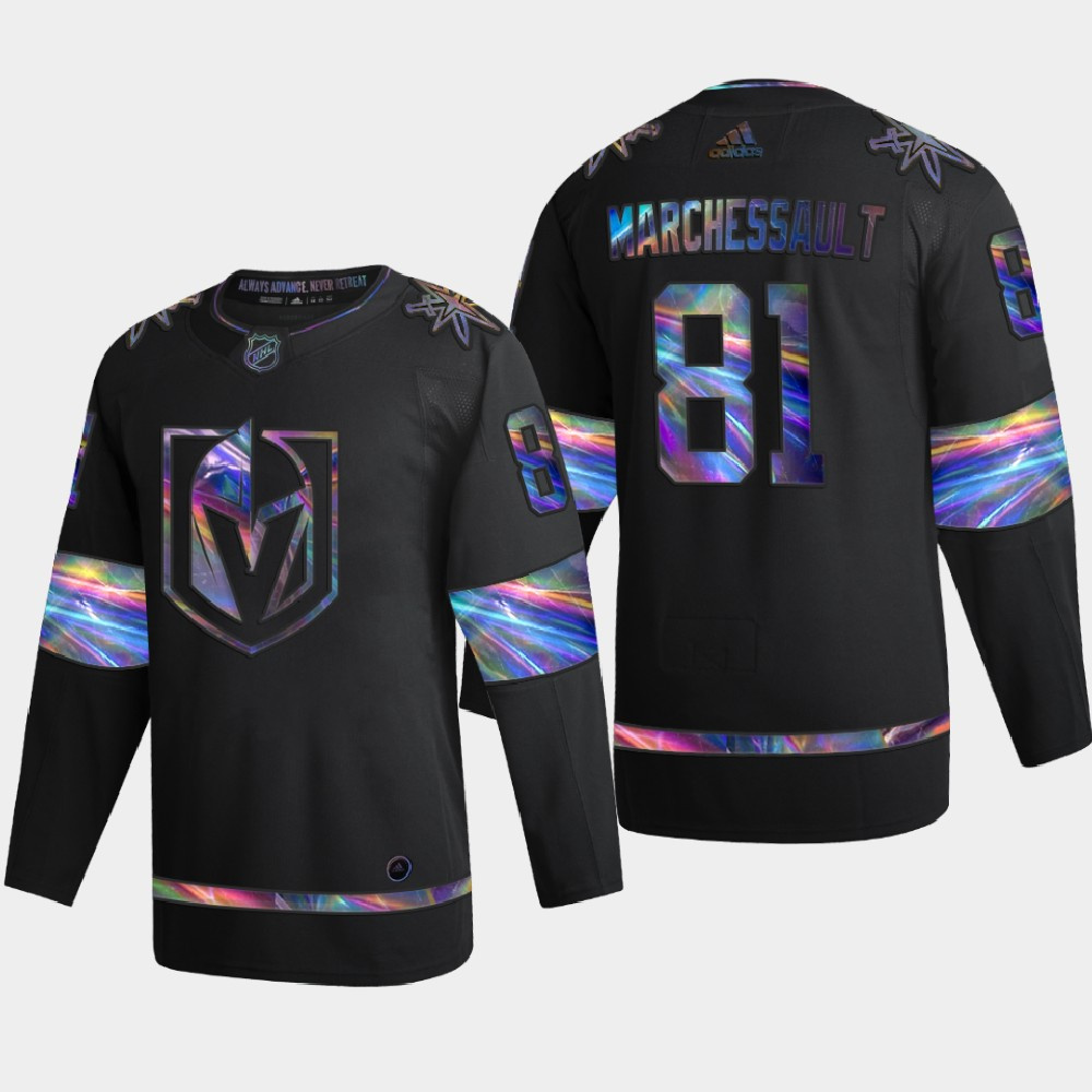 Vegas Golden Knights #81 Jonathan Marchessault Men's Nike Iridescent Holographic Collection MLB Jersey - Black