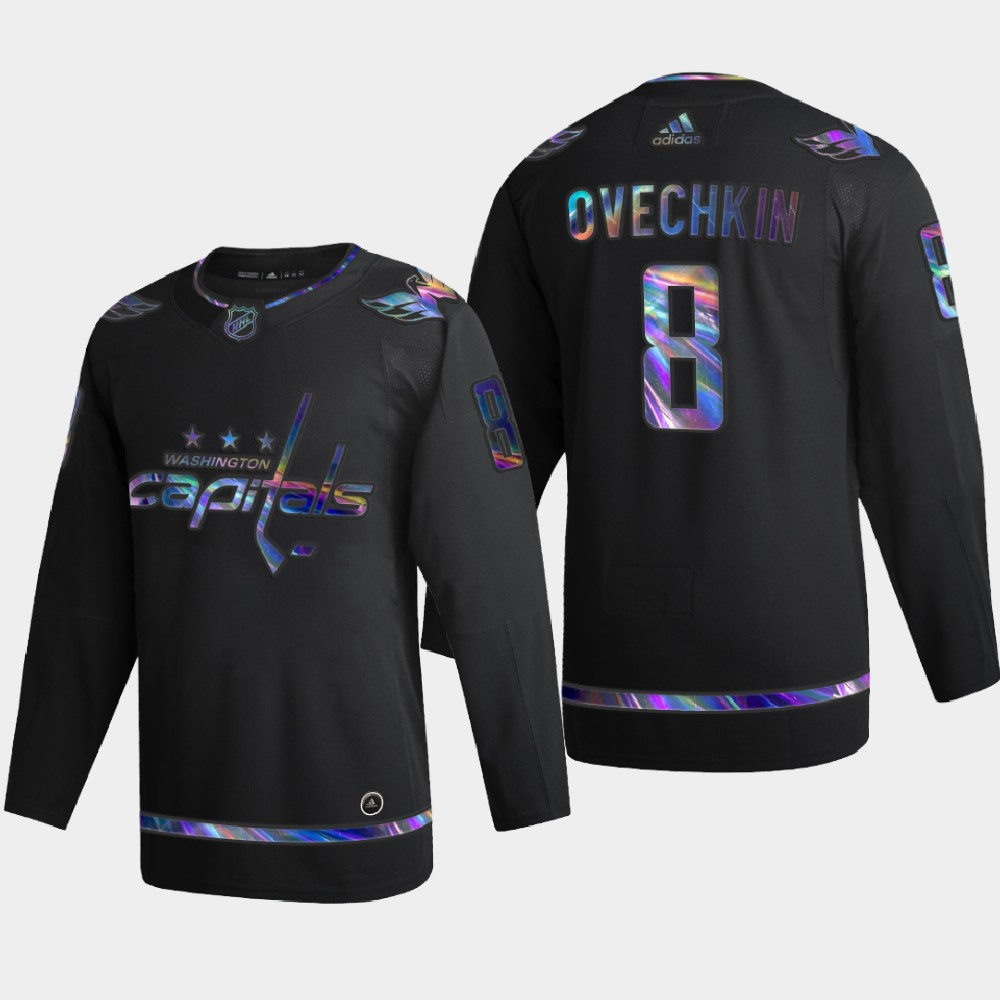 Washington Capitals #8 Alexander Ovechkin Men's Nike Iridescent Holographic Collection MLB Jersey - Black