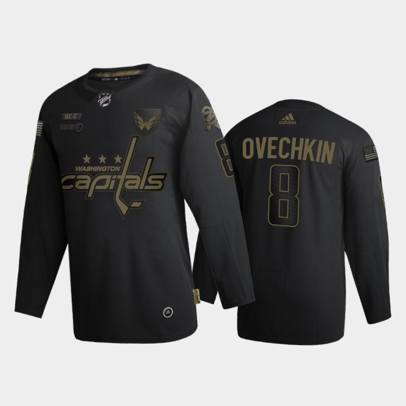 Washington Capitals #8 Alexander Ovechkin Adidas 2020 Veterans Day Authentic NHL Jersey - Black