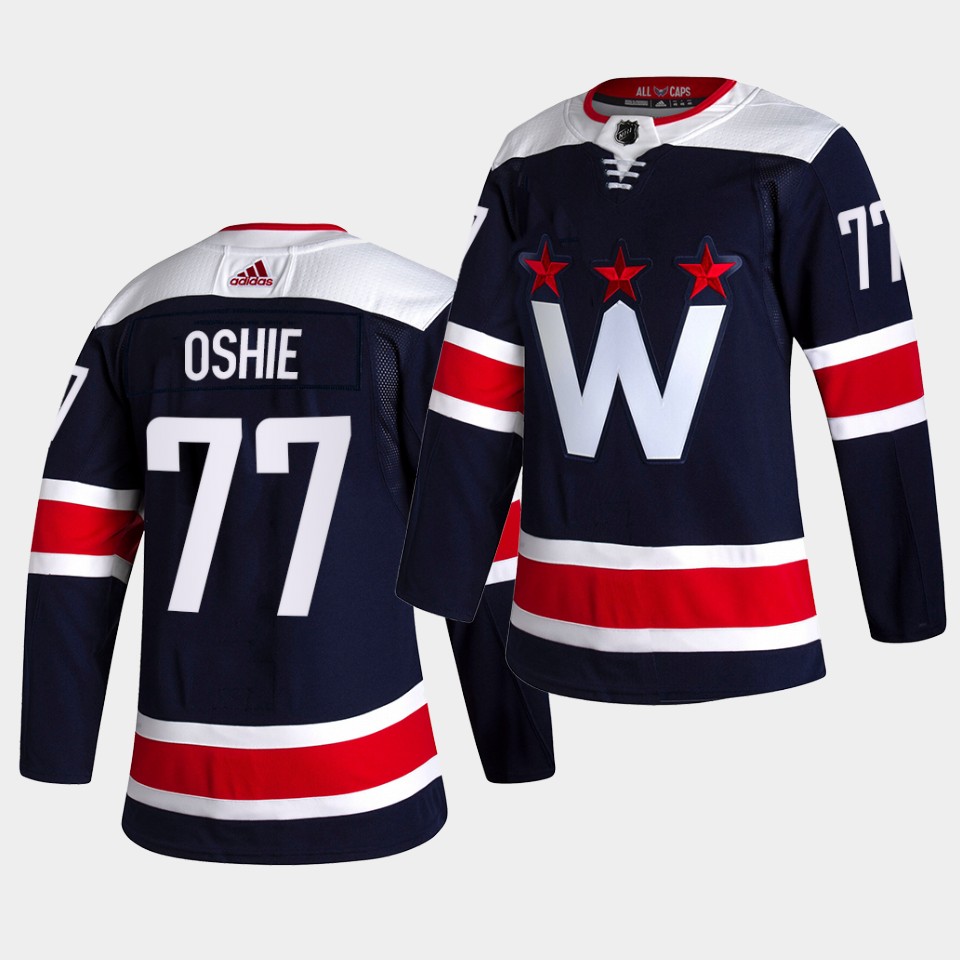 Adidas Capitals #77 T.J. Oshie Men's 2021-22 Alternate Authentic NHL Jersey - Black