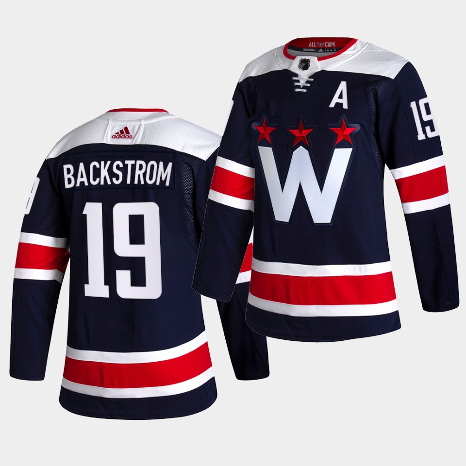 Adidas Capitals #19 Nicklas Backstrom Men's 2021-22 Alternate Authentic NHL Jersey - Black