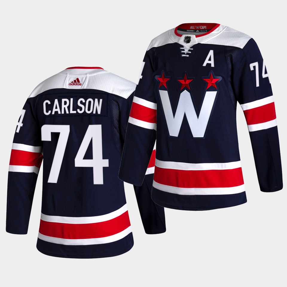 Adidas Capitals #74 John Carlson Men's 2021-22 Alternate Authentic NHL Jersey - Black