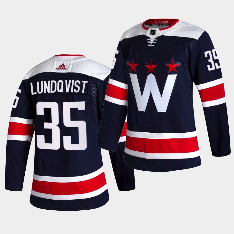 Adidas Capitals #35 Henrik Lundqvist Men's 2021-22 Alternate Authentic NHL Jersey - Black