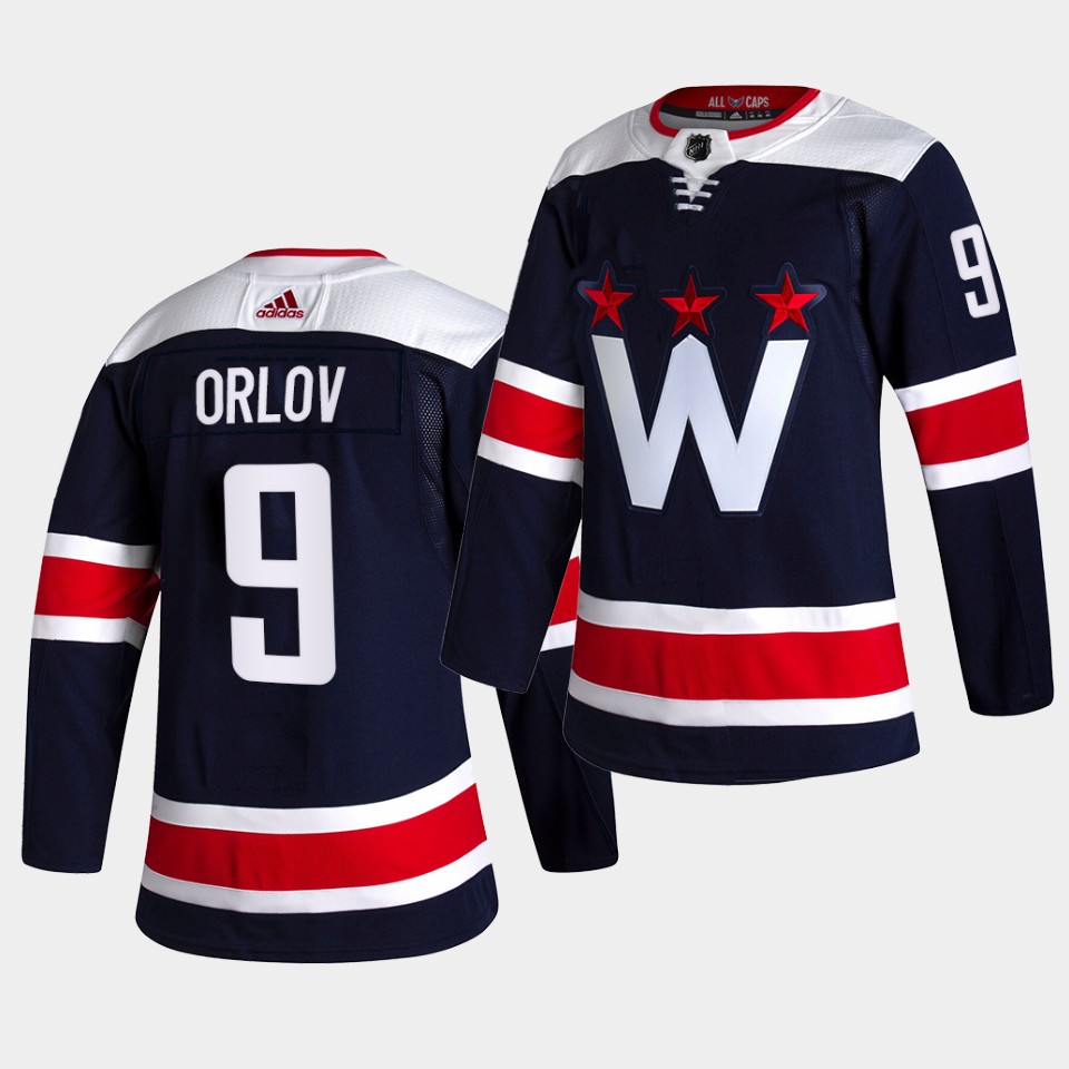 Adidas Capitals #9 Dmitry Orlov Men's 2021-22 Alternate Authentic NHL Jersey - Black