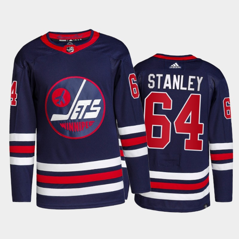 Adidas Jets #64 Logan Stanley Men's 2021-22 Alternate Authentic NHL Jersey - Navy