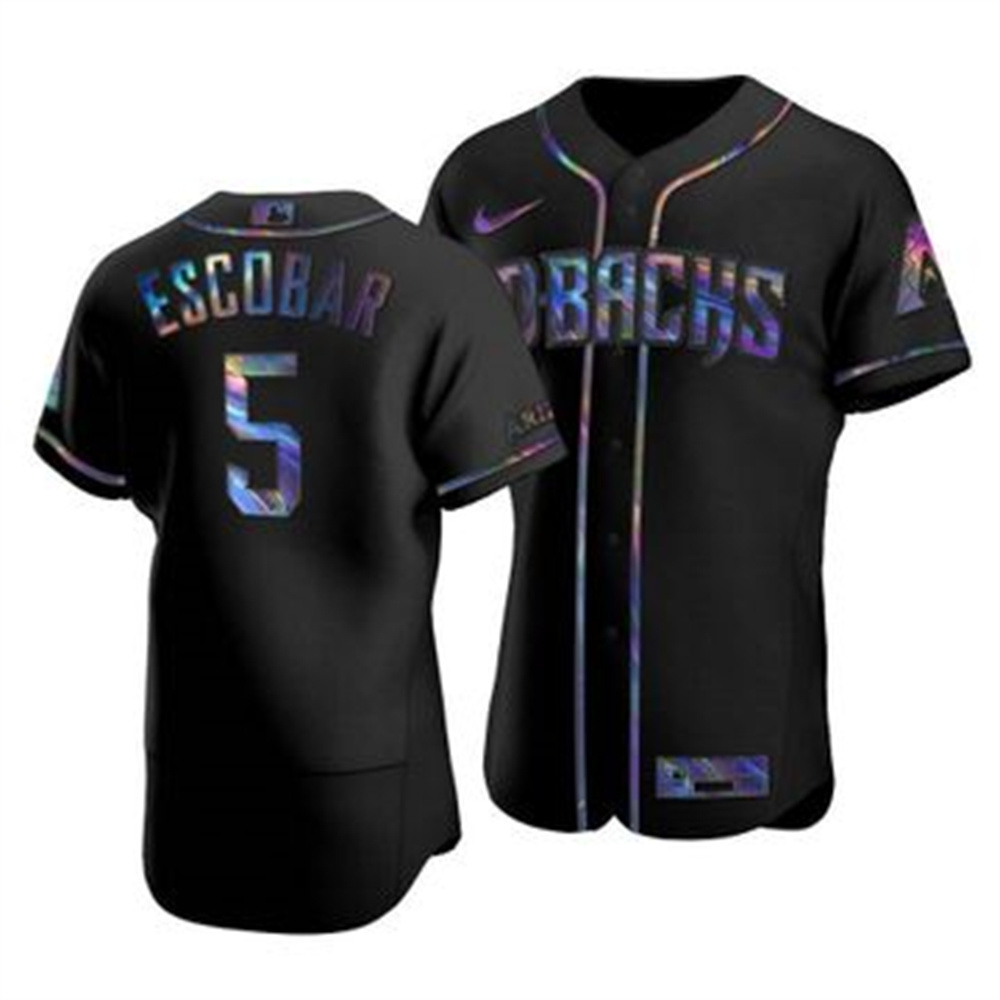 Arizona Diamondbacks #5 Eduardo Escobar Men's Nike Iridescent Holographic Collection MLB Jersey - Black