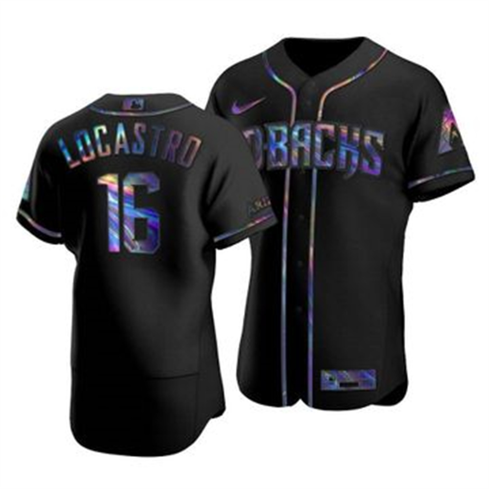 Arizona Diamondbacks #16 Tim Locastro Men's Nike Iridescent Holographic Collection MLB Jersey - Black