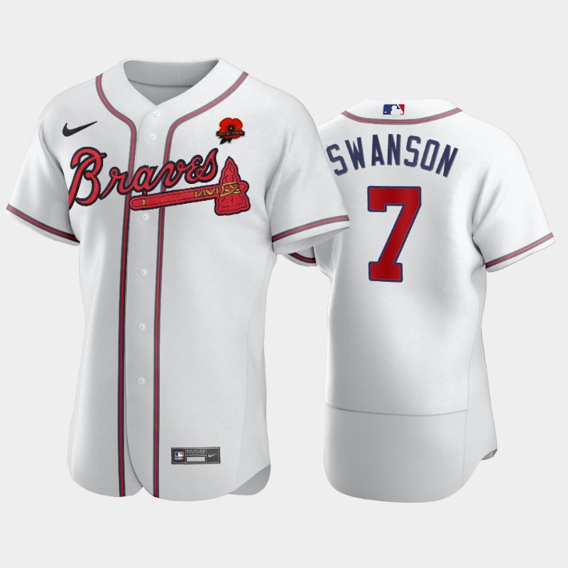 Atlanta Braves #7 Dansby Swanson Men's Nike Authentic 2021 Memorial Day MLB Jersey - White