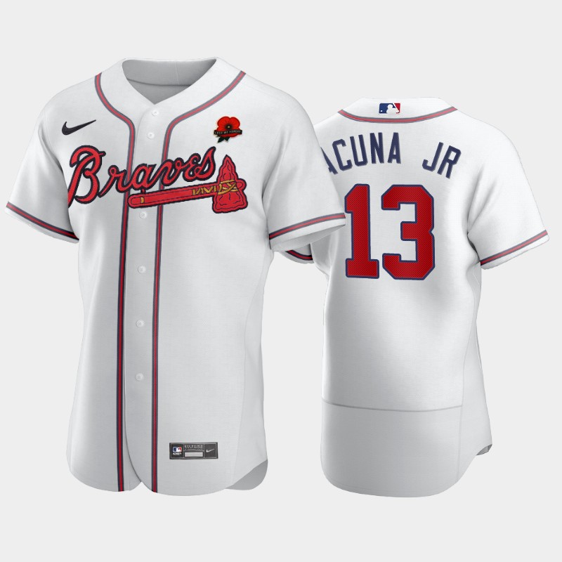 Atlanta Braves #13 Ronald Acuna Jr. Men's Nike Authentic 2021 Memorial Day MLB Jersey - White