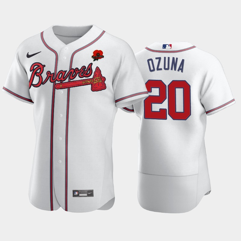 Atlanta Braves #20 Marcell Ozuna Men's Nike Authentic 2021 Memorial Day MLB Jersey - White