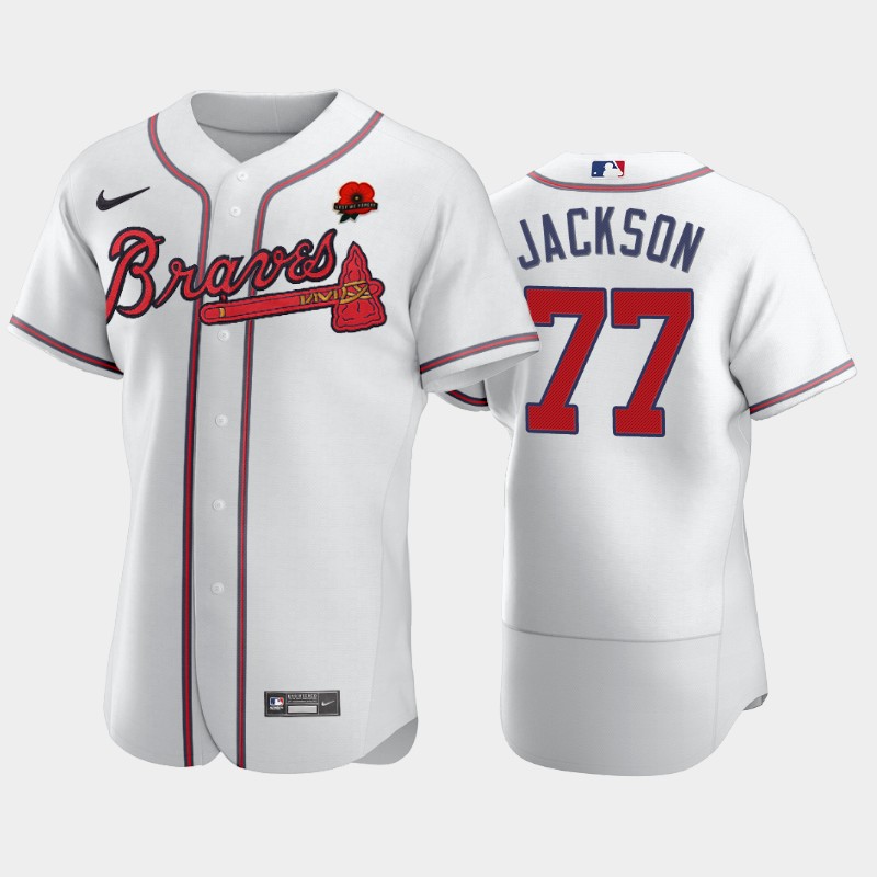 Atlanta Braves #77 Luke Jackson Men's Nike Authentic 2021 Memorial Day MLB Jersey - White