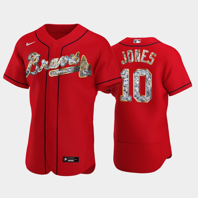 Atlanta Braves #10 Chipper Jones Men's Nike Diamond Edition MLB Jersey - Red