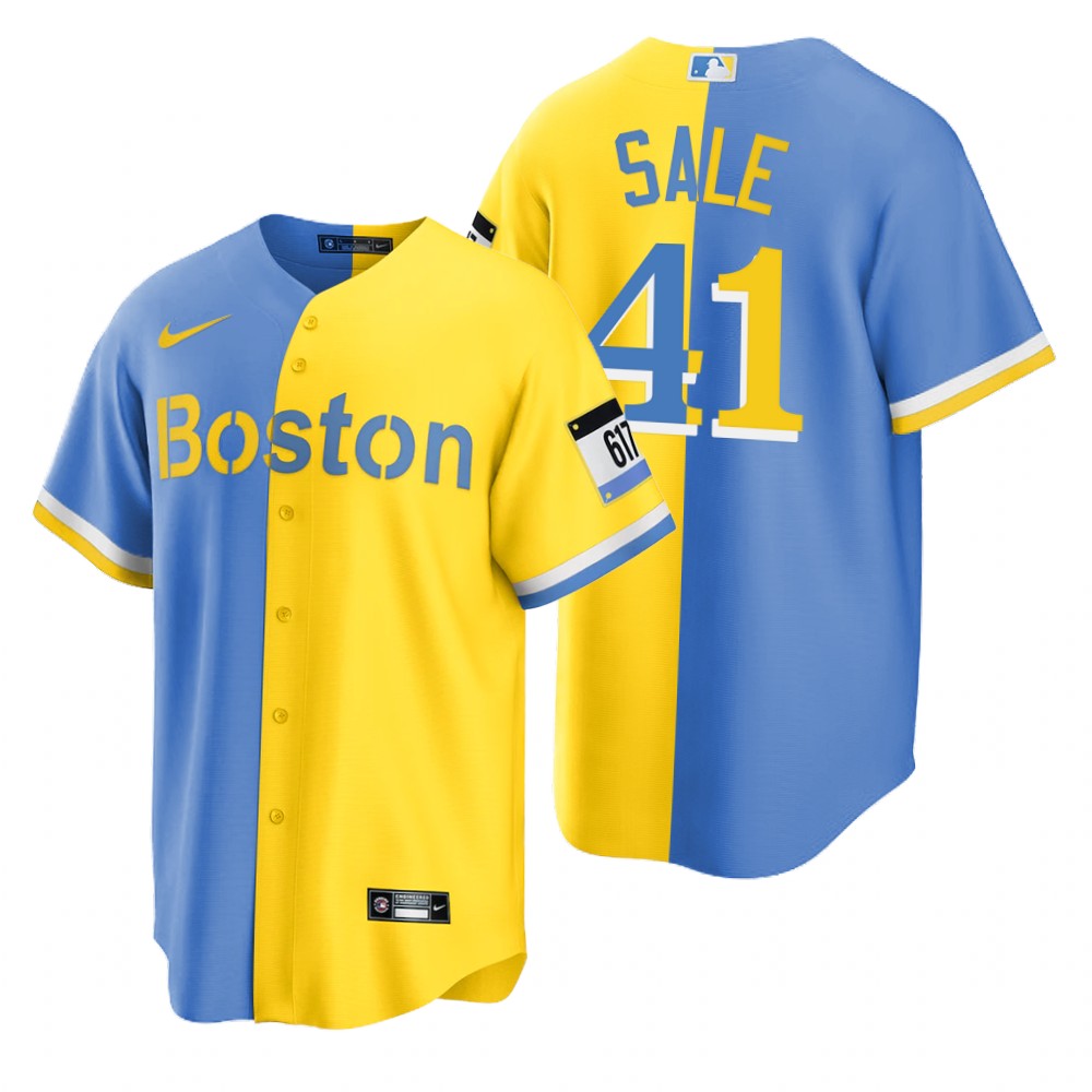 Boston Red Sox #41 Chris Sale Blue Gold Nike Men's MLB 2022 City Connect Game Jersey