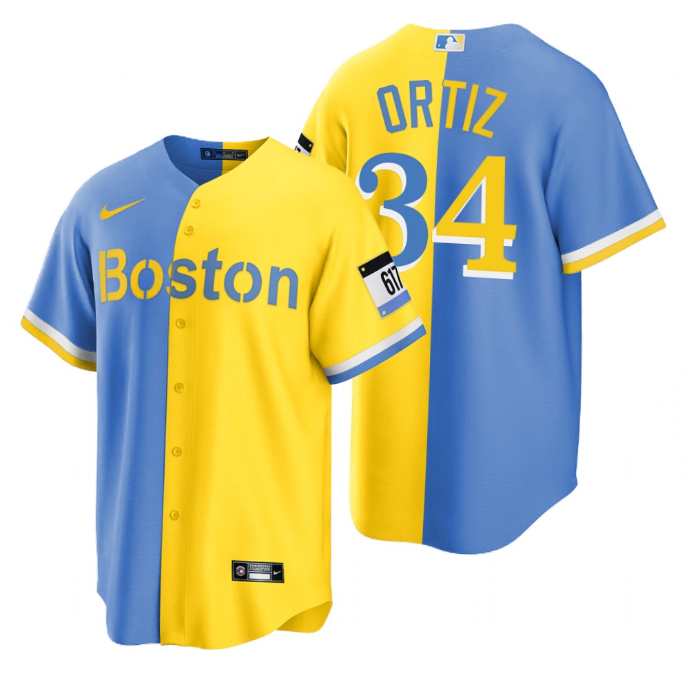 Boston Red Sox #34 David Ortiz Blue Gold Nike Men's MLB 2022 City Connect Game Jersey